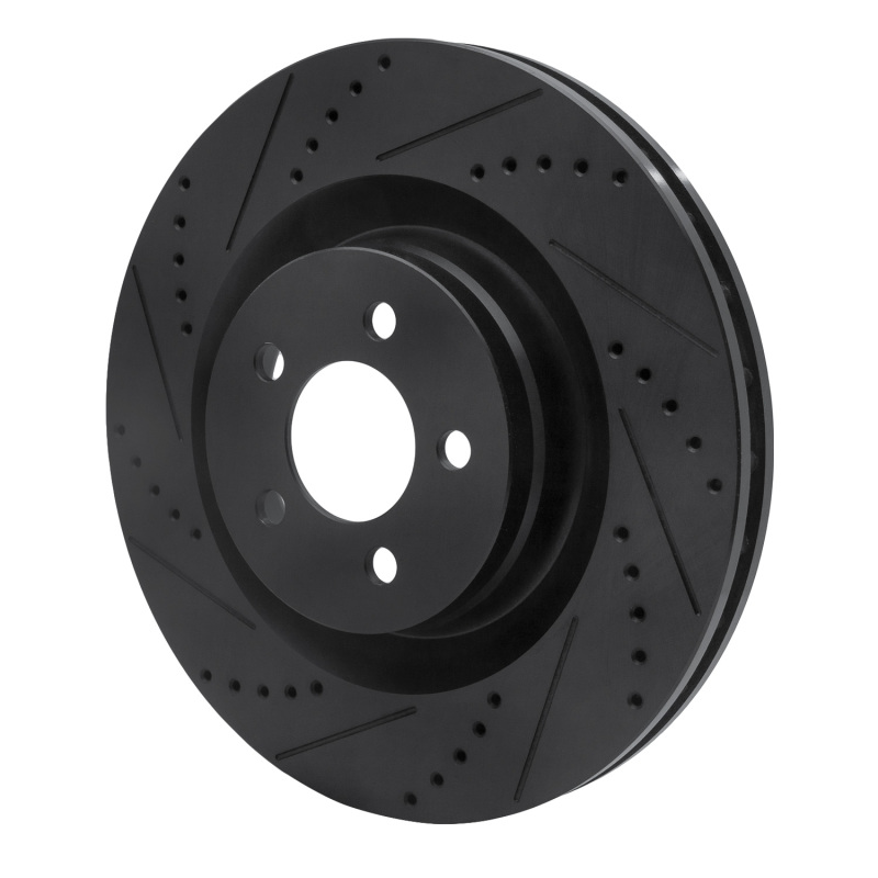 Chrysler 300 Brake Rotor (1) - Front Left - R1 Concepts - Drilled & Slotted - Black - `05-`23